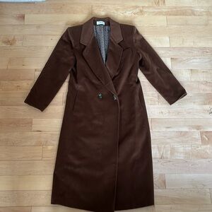Vintage Wool Chocolate Brown Coat, Sz M